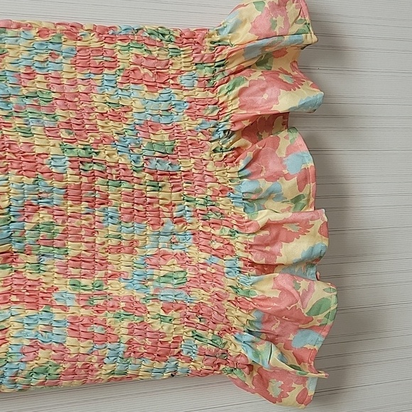 Dee Elly women's Tea Length Smocked Floral Dress Sz Small. Polyester. NWOT - Picture 3 of 5